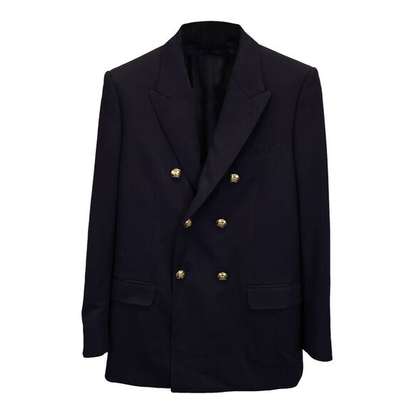 Celine Double-Breasted Blazer in Navy Blue Wool